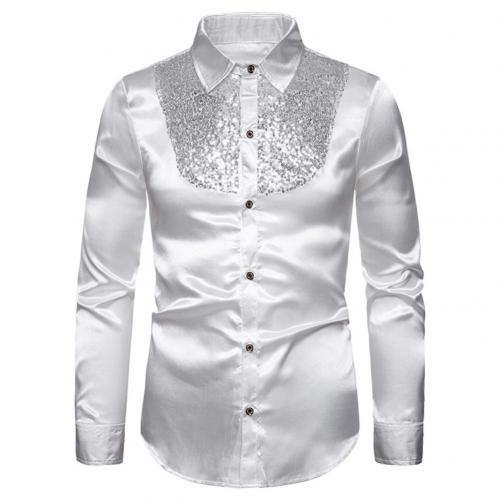 Men's Lapel Sequined Long Sleeve Shirt - Heavenly shershelle