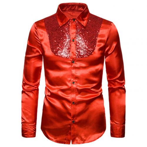 Men's Lapel Sequined Long Sleeve Shirt - Heavenly shershelle