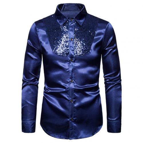 Men's Lapel Sequined Long Sleeve Shirt - Heavenly shershelle