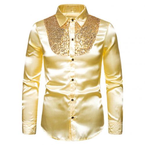 Men's Lapel Sequined Long Sleeve Shirt - Heavenly shershelle