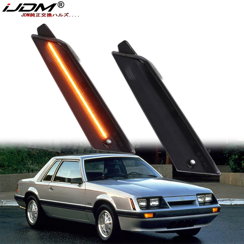 2PCS Amber yellow /White Front Side Marker LED Lights For 1979-1986 Ford Mustang Front Bumper Turn Signal Lamp Assembly 12V T10