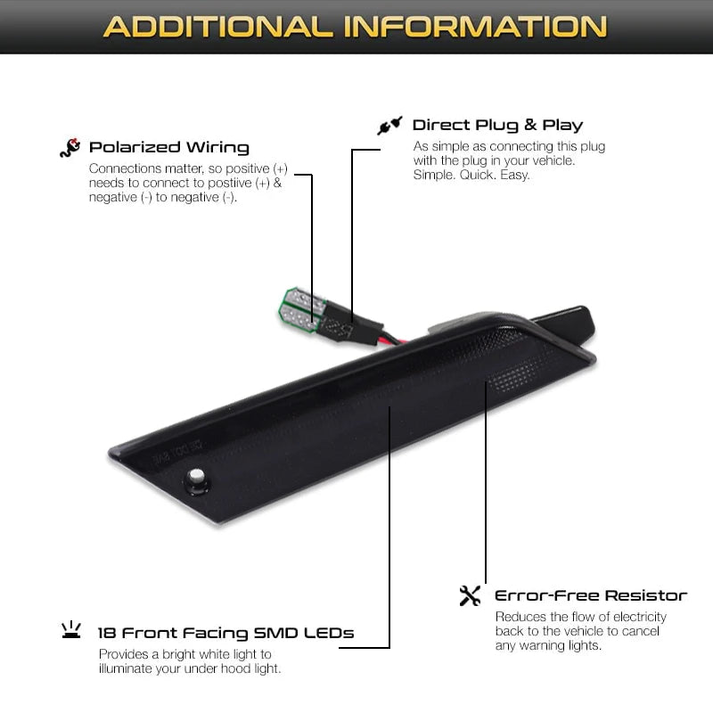 2PCS Amber yellow /White Front Side Marker LED Lights For 1979-1986 Ford Mustang Front Bumper Turn Signal Lamp Assembly 12V T10