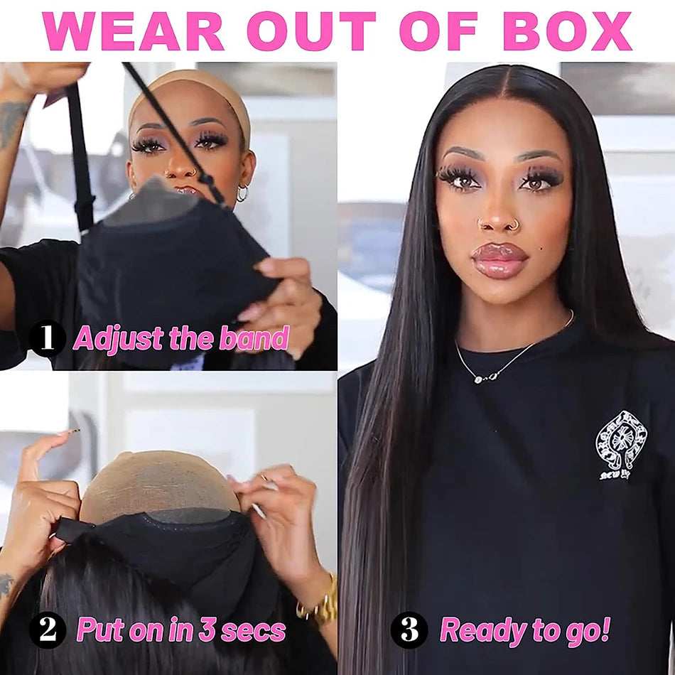 Wiggogo Bone Straight Glueless Wig Human Hair Ready To Wear 4X4 5X5 Hd Lace Preplucked Closure Wig Pre Cut 100% Human Hair Wigs - Heavenly shershelle