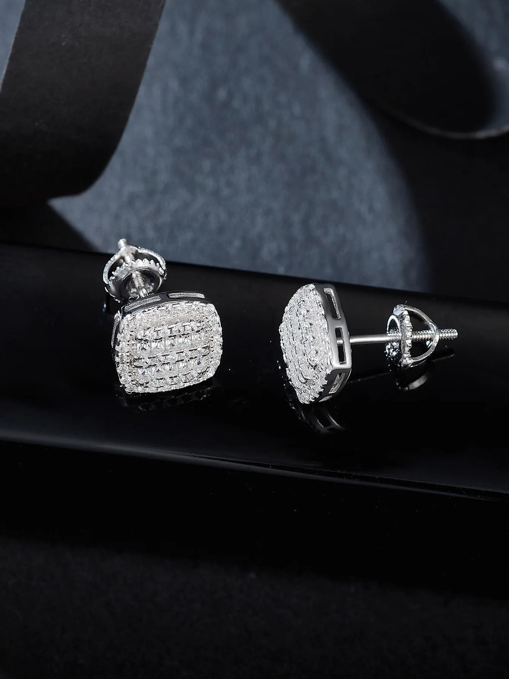 Popular Fine Jewelry 925 Sterling Silver Baguette Cut VVS Moissanite Stone Iced Out Stud Earring