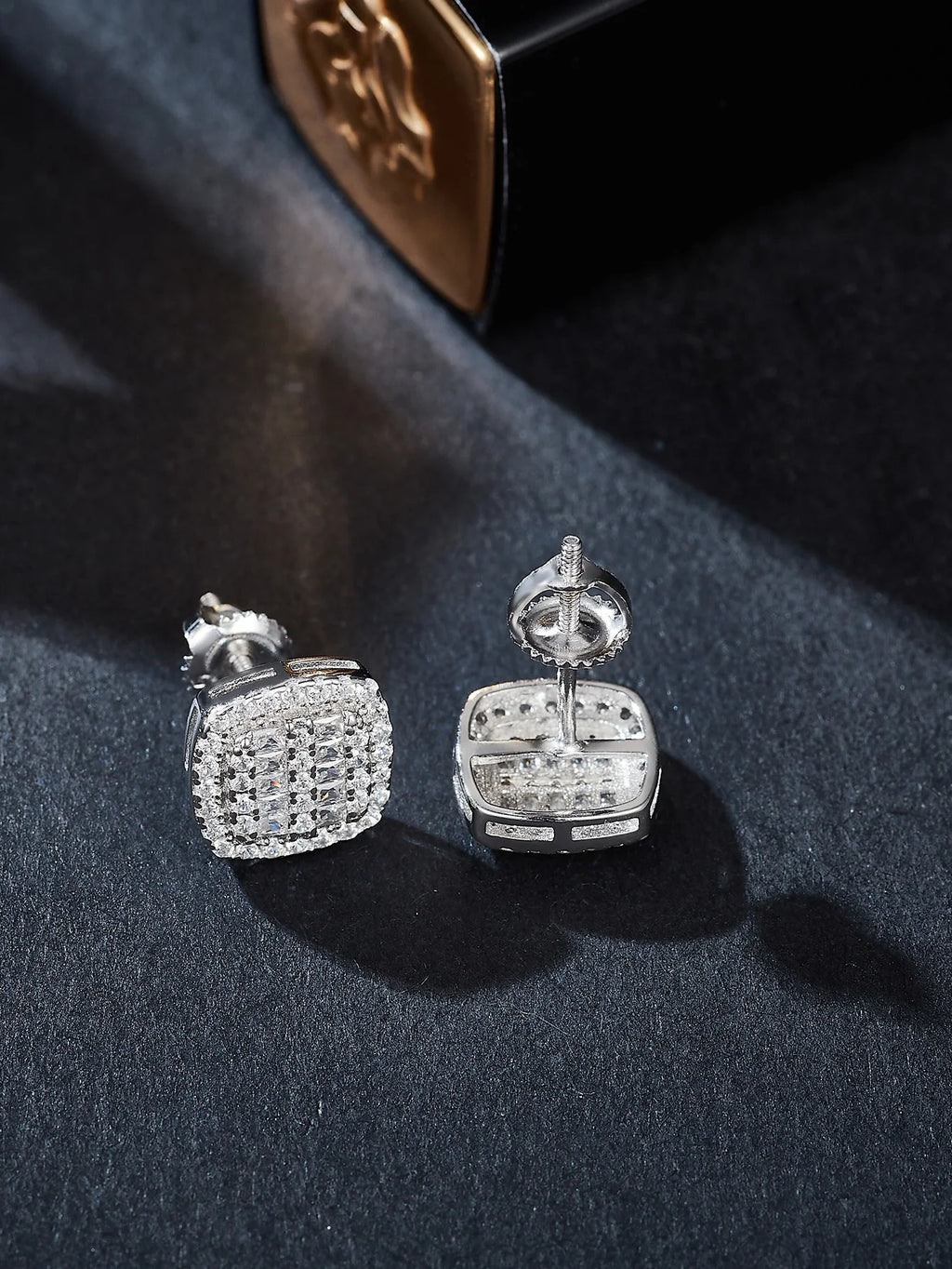 Popular Fine Jewelry 925 Sterling Silver Baguette Cut VVS Moissanite Stone Iced Out Stud Earring