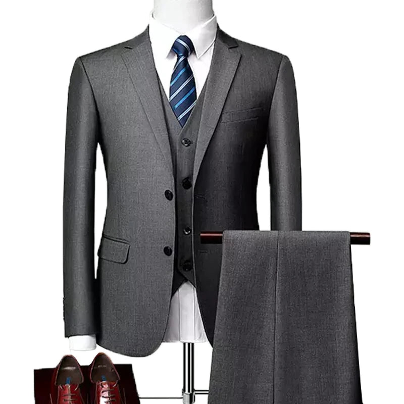 3 Pieces Gray Tan Tuxedo Italian High Quality Slim Fit Formal Business Suit for Men