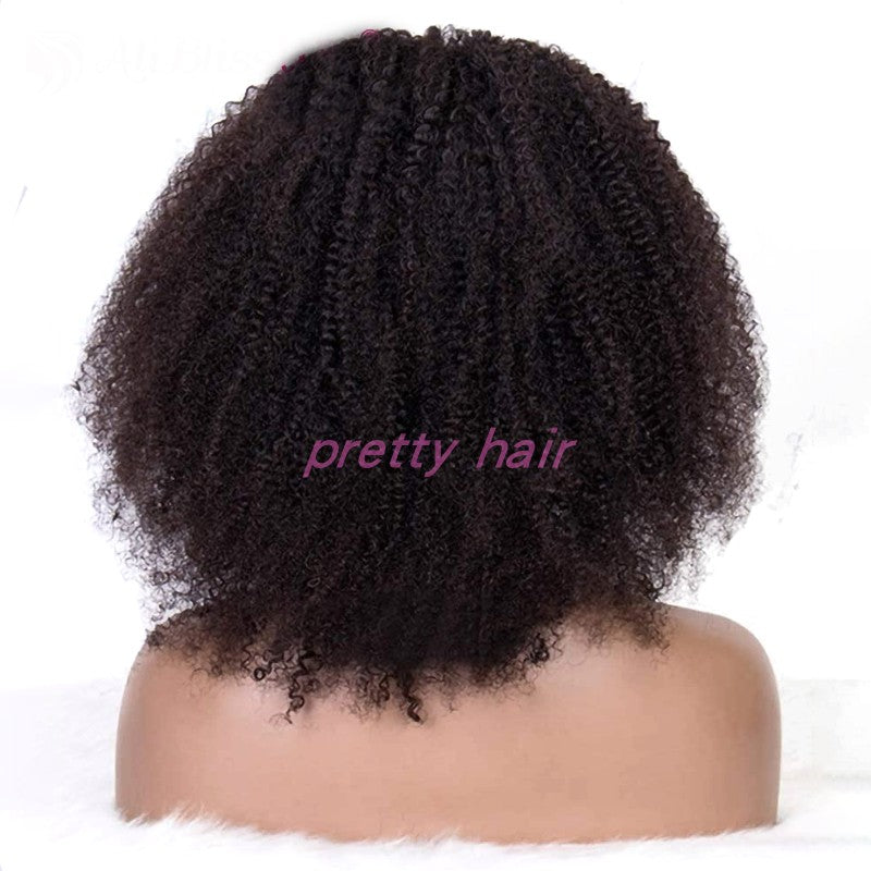 Afro Kinky Curly Wig Human Hair Headband Wig for Black Woman
