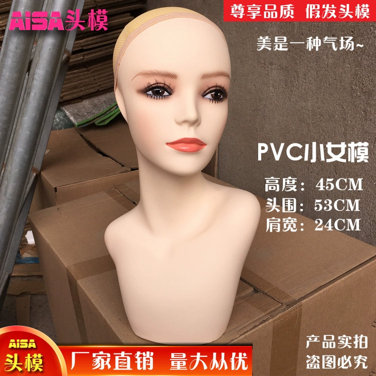 PVC Material Model Head New Arrival Small Size 34cm High-Selling Female Model Wig Scarf Ornament Model for Jewelry Display