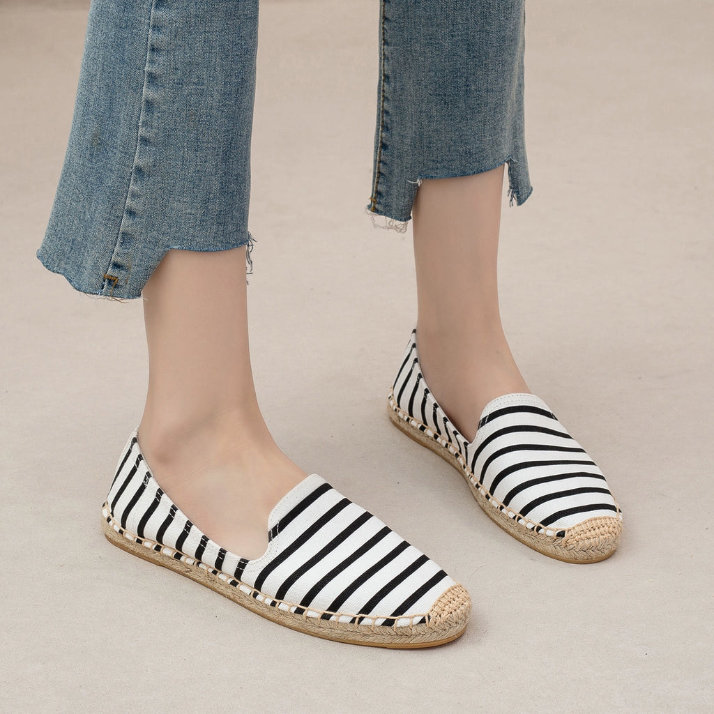 Thick Sole Spring and Summer Leisure Comfortable Soft Canvas Straw Shoes