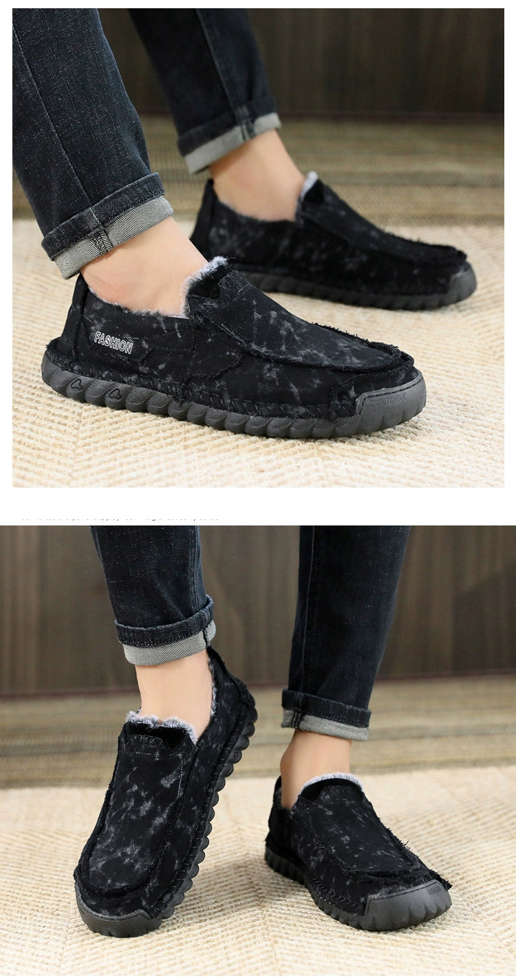 Winter Men's Shoes Old Beijing Cloth Shoes Men's Cotton Shoes Fleece-lined Heattech Comfortable Dad Shoes Soft Bottom Non Slip Men Casual Shoes