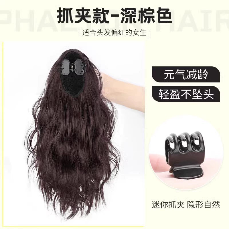 Internet Celebrity Wig Ponytail Women Grip Korean style Pear Flower Curly Hair Natural Simulation Hair Seamless High Ponytail Twist Fake Braid