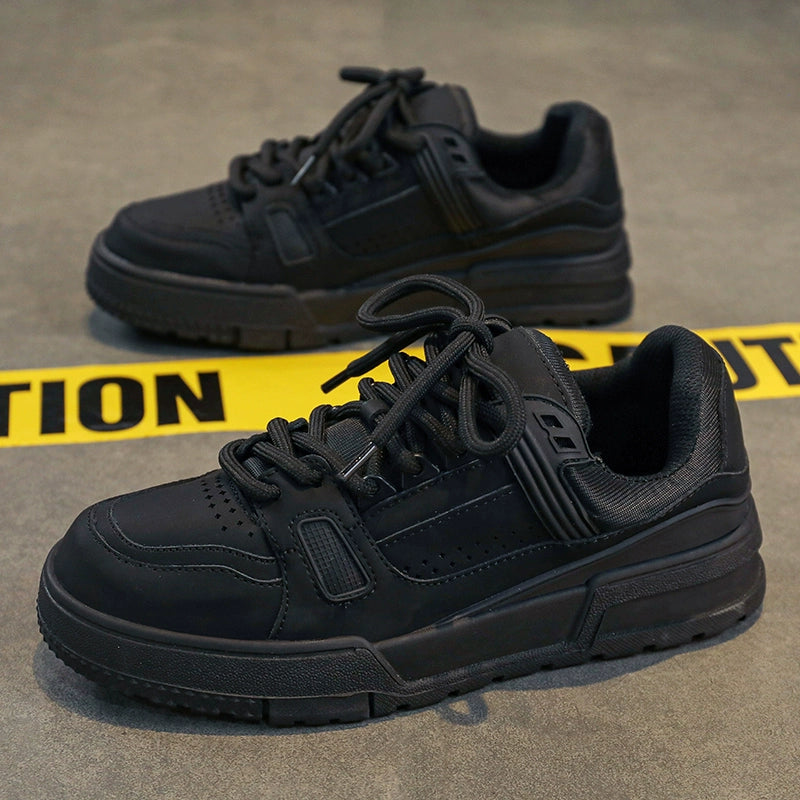 Thick Sole Pure Black Japanese Leisure Niche Style Original Men's Shoes