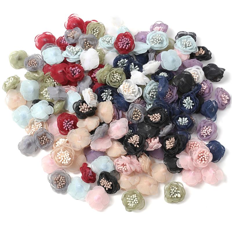 Artificial Mini Yarn Fabric Flower Fake Flower Clothing Shoes and Hat Decoration Material Hairpin Headdress DIY Handmade Accessories