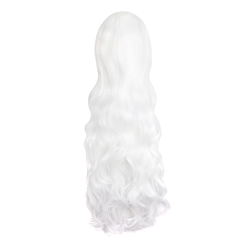 Cos Wig Female Long Curly Hair Side Bangs Universal 80cm Pure White Lolita Big Wave Anime Full-Head Wig