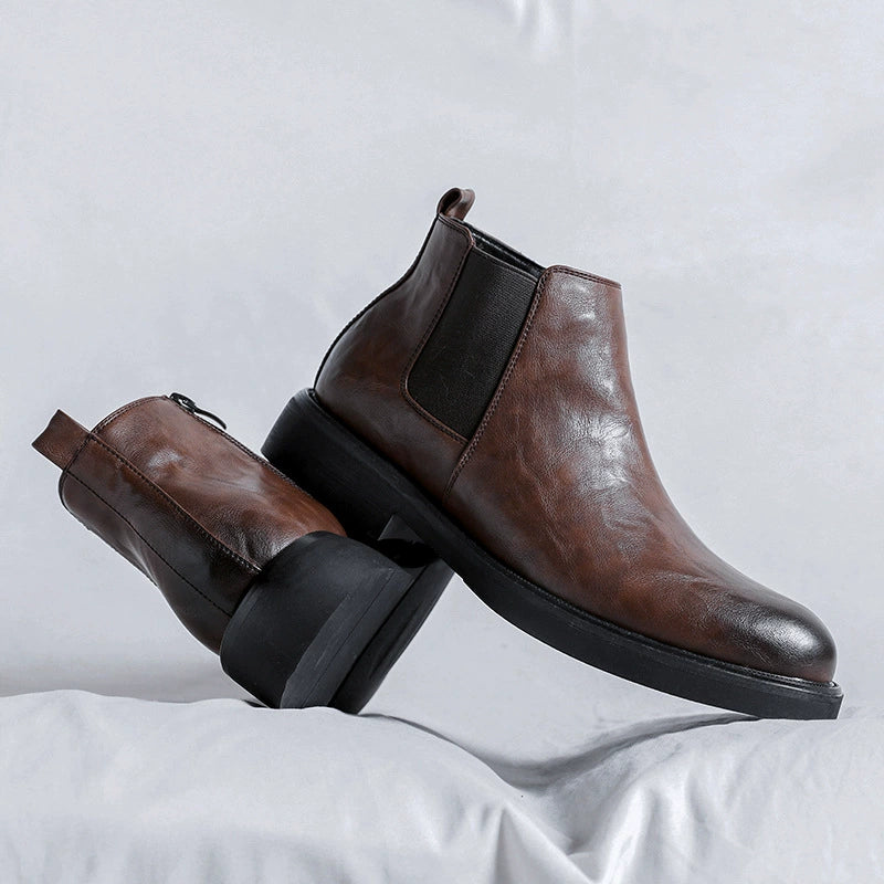 Winter Men Leather Chelsea Boots Slip-on Dress Formal Shoes