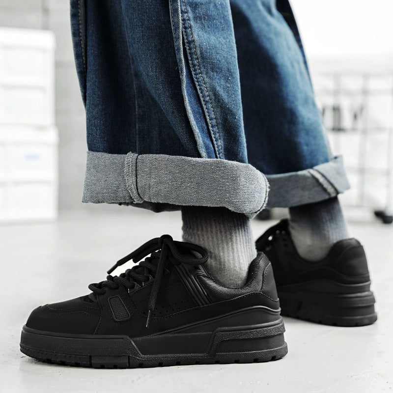 Thick Sole Pure Black Japanese Leisure Niche Style Original Men's Shoes