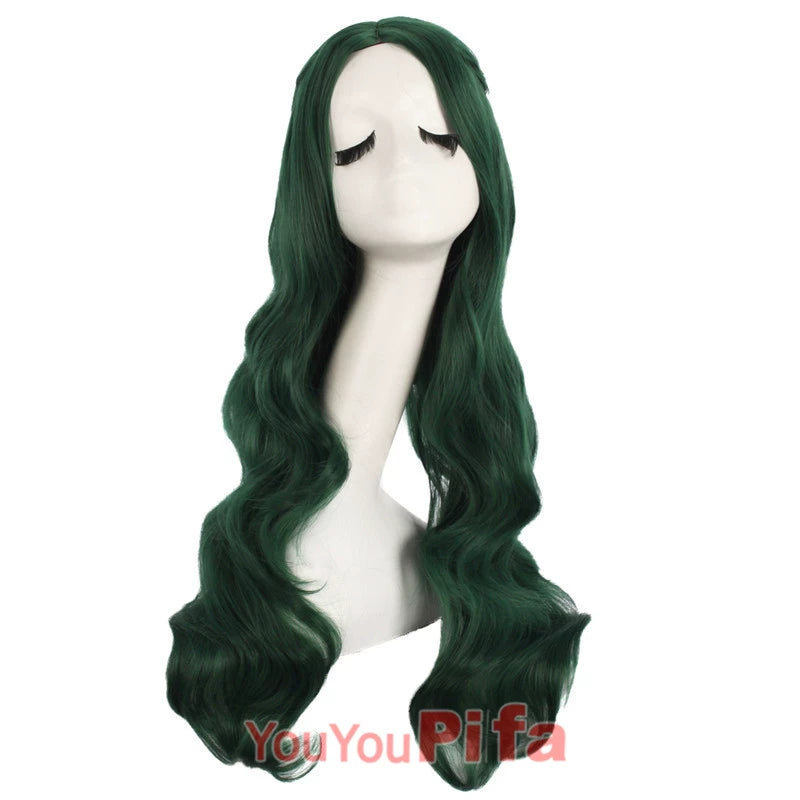 Cos Wig Female Long Curly Hair Big Wave Lolita Internet Celebrity Female Center-Parted Bangs Anime Light Golden Grandma Gray Long Hair
