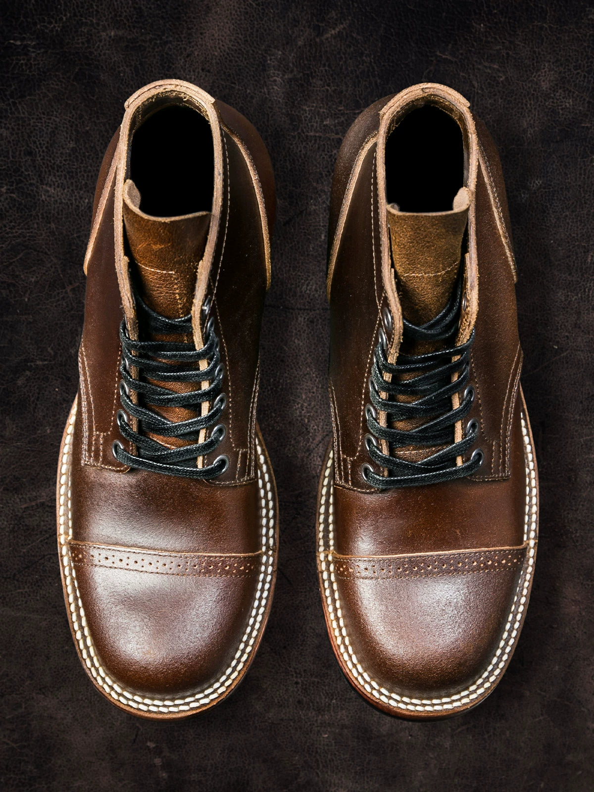 Ticktock 310 Replica Horween CXL Cinnamon Bacon Skin Stitch down Valgus Seam Worker Boot