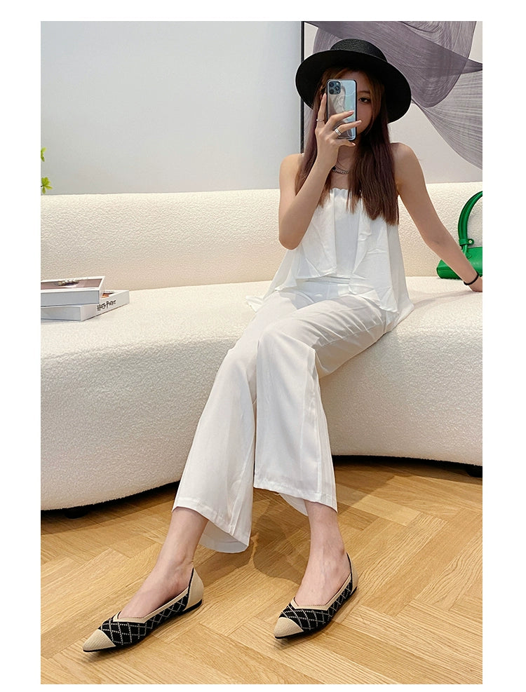 Princess Breathable Woven Pointed Plaid Old Beijing Cloth Shoes