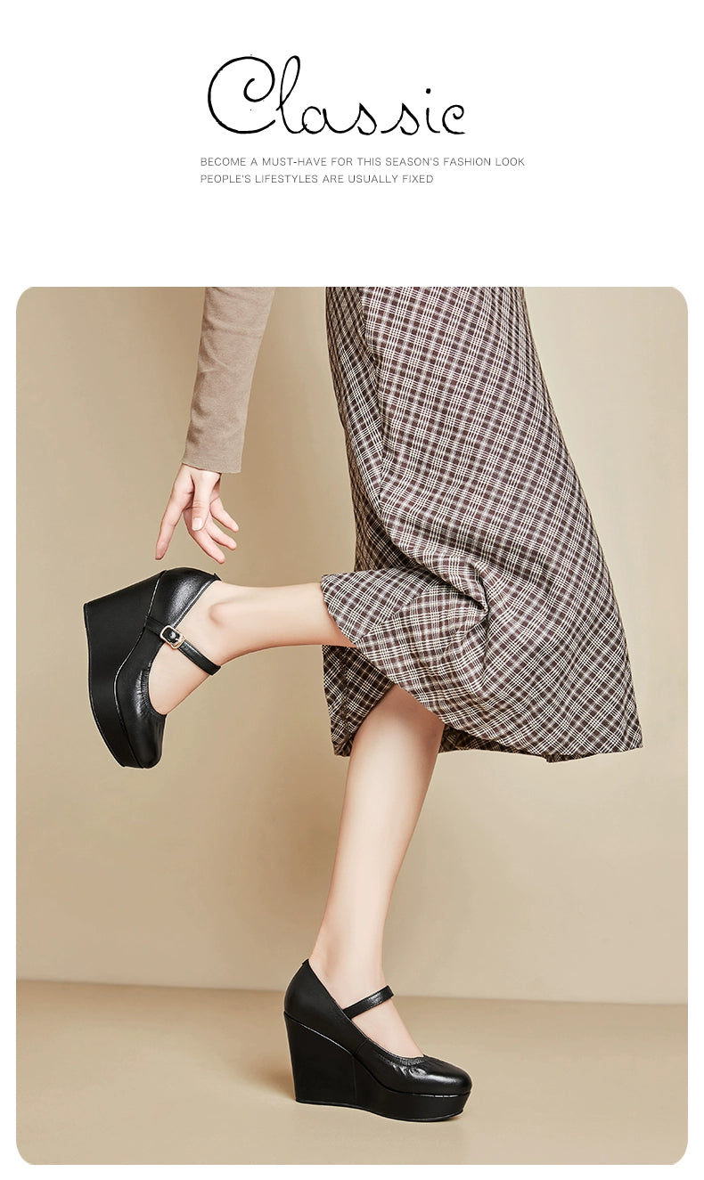 Thick Sole round Toe Wedge Soft Surface Waterproof Platform Strap - Heavenly shershelle