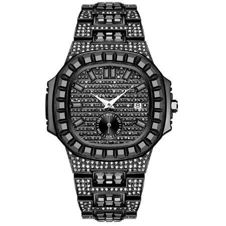 Full of Crystals Men's Watch Gold Men's Watches Calendar Quartz Watch Golden