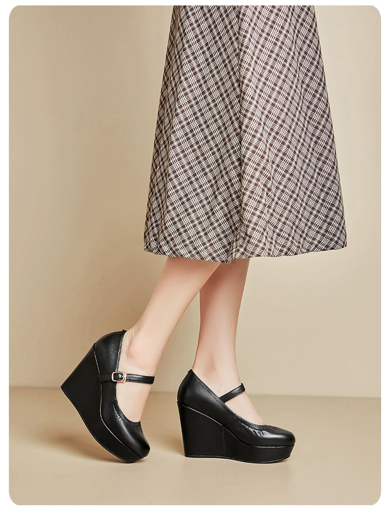 Thick Sole round Toe Wedge Soft Surface Waterproof Platform Strap - Heavenly shershelle