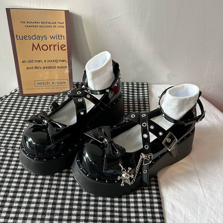 Punk Lolita Shoes Sweet Cool Sexy Y2g Subculture Punk Dark Student Platform Shoes Women's Shoes round Toe Flats