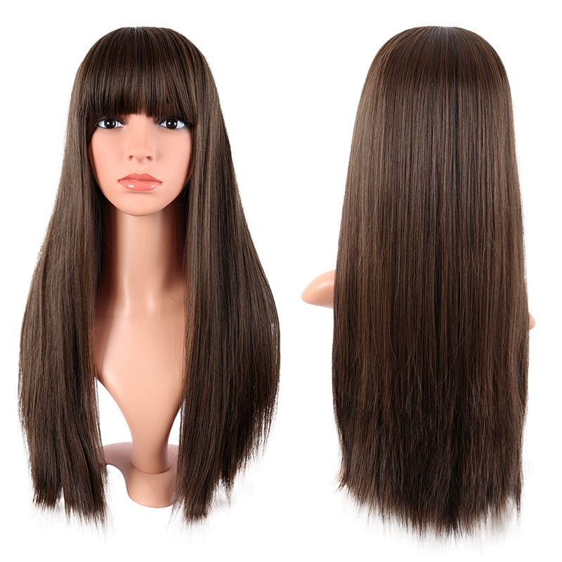 Tongman Cos Wig Female Long Hair Mixed Gold Red Brown Pure Black Lolita High-Temperature Fiber Long Straight Hair Full-Head Wig