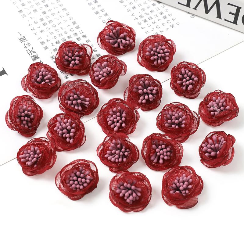 Artificial Mini Yarn Fabric Flower Fake Flower Clothing Shoes and Hat Decoration Material Hairpin Headdress DIY Handmade Accessories