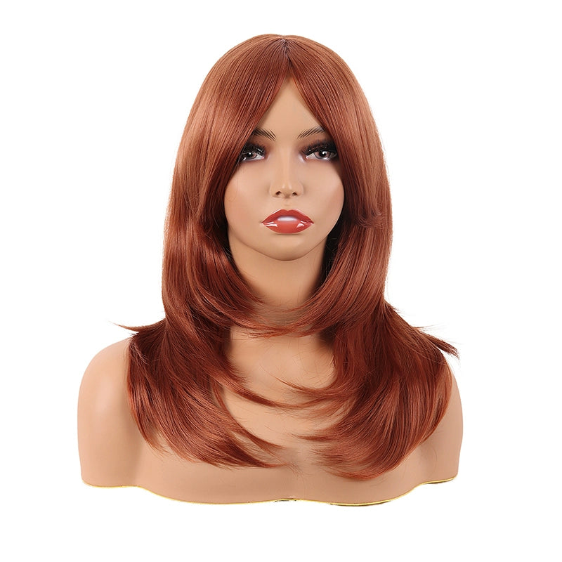 Tongman Cos Wig Female Long Hair Anime High-Temperature Fiber Pure Black Dark Brown Light Gold Milk Golden Medium Long Hair Full-Head Wig