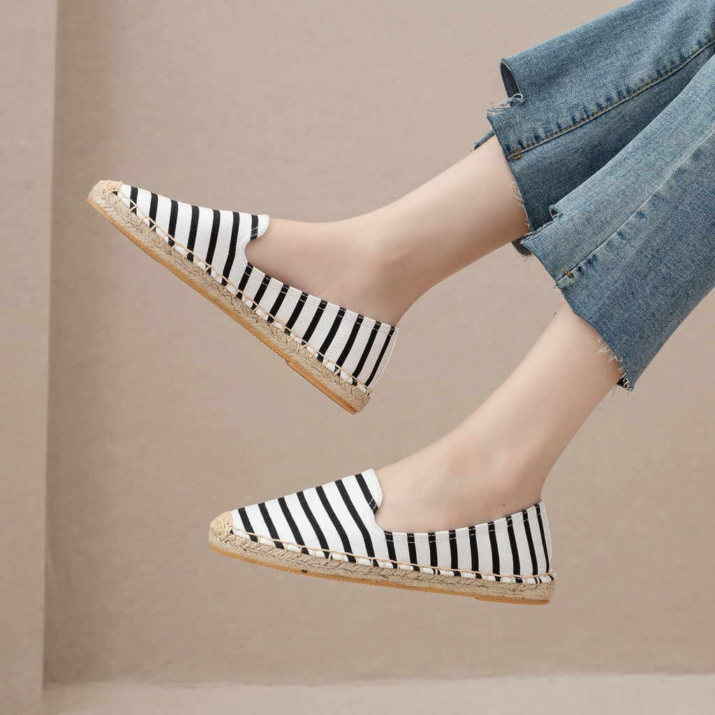 Thick Sole Spring and Summer Leisure Comfortable Soft Canvas Straw Shoes