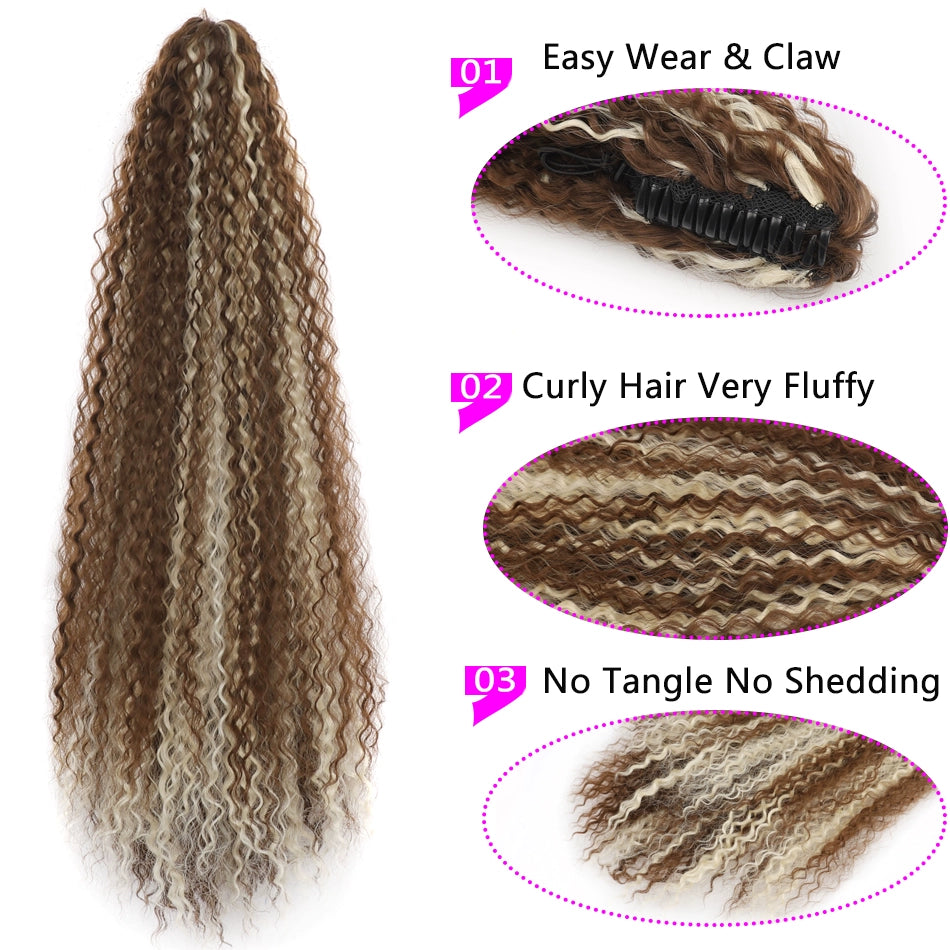 Wig Women Clip-on Hair Large Volume High Ponytail High-Grade Seamless Artificial Long Curly Hair Ponytail Hair Accessories