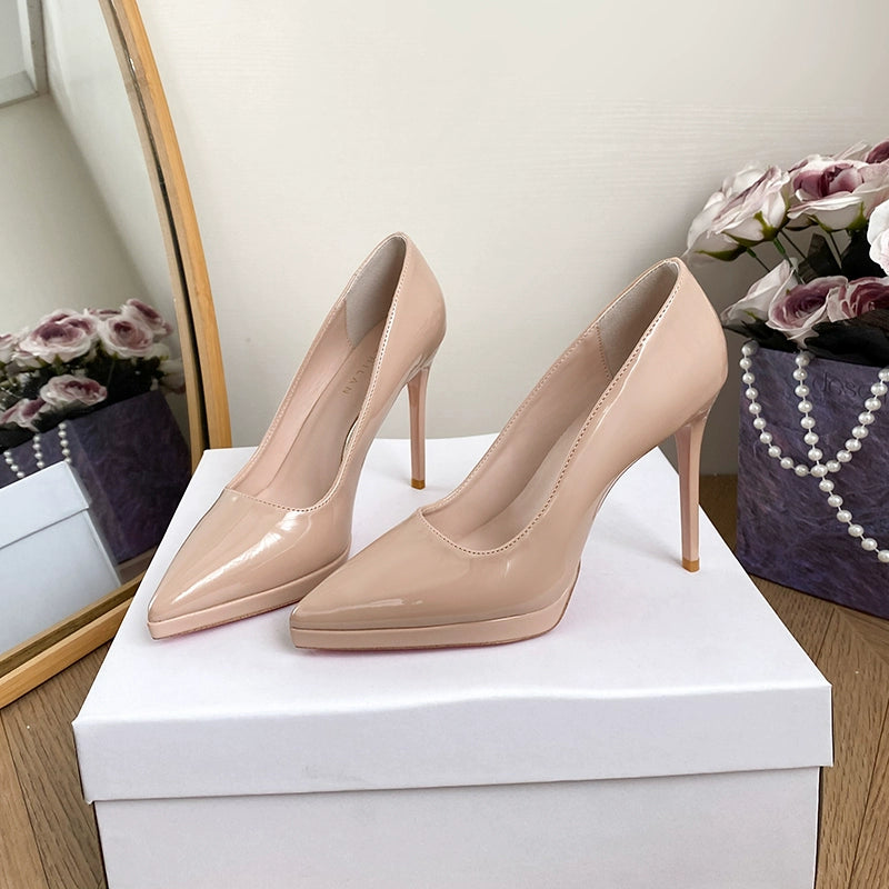 Model Style Nude High Heels Women's Stiletto Heel Not Tired Feet Waterproof Platform Elegant Socialite Pointed Toe Flats Plus Size Women's Shoes 41