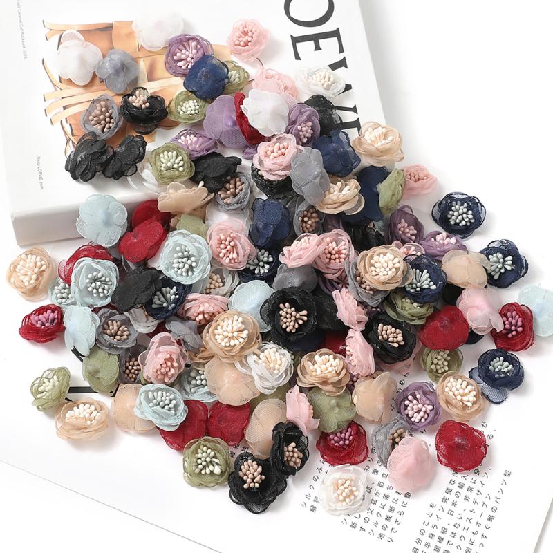 Artificial Mini Yarn Fabric Flower Fake Flower Clothing Shoes and Hat Decoration Material Hairpin Headdress DIY Handmade Accessories