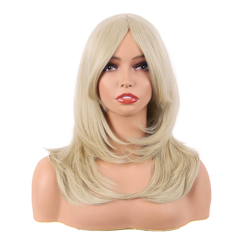 Tongman Cos Wig Female Long Hair Anime High-Temperature Fiber Pure Black Dark Brown Light Gold Milk Golden Medium Long Hair Full-Head Wig