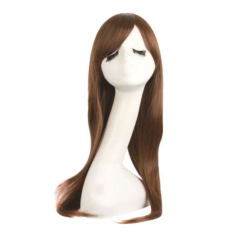 Tongman Micro Volume Cos Wig Female Long Hair Anime High-Temperature Fiber Brown Qi Side Bangs Universal Light Brown Full-Head Wig
