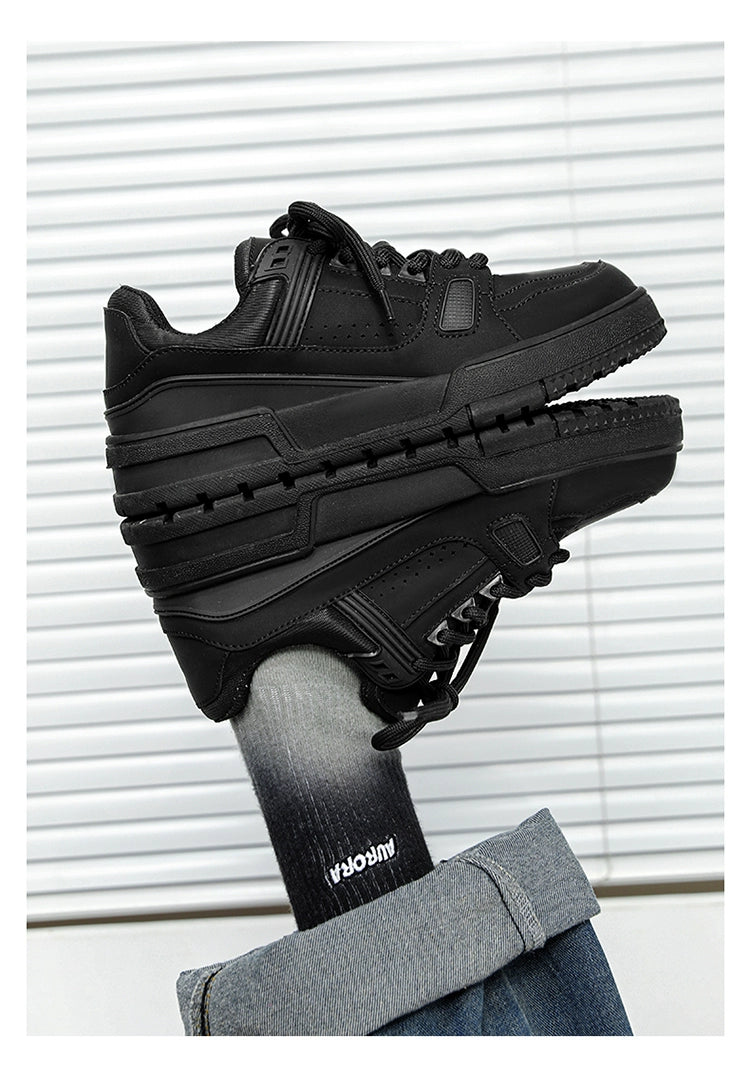 Thick Sole Pure Black Japanese Leisure Niche Style Original Men's Shoes