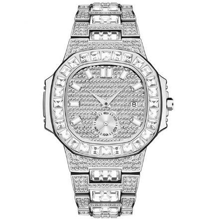 Full of Crystals Men's Watch Gold Men's Watches Calendar Quartz Watch Golden