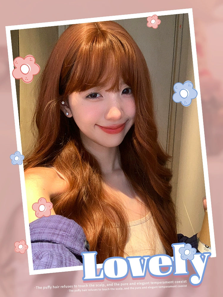 Manzhen Wig Female Hair Curly Long Hair Daily Internet Hot New Nature Realistic White Cute Bangs Full-Head Wig