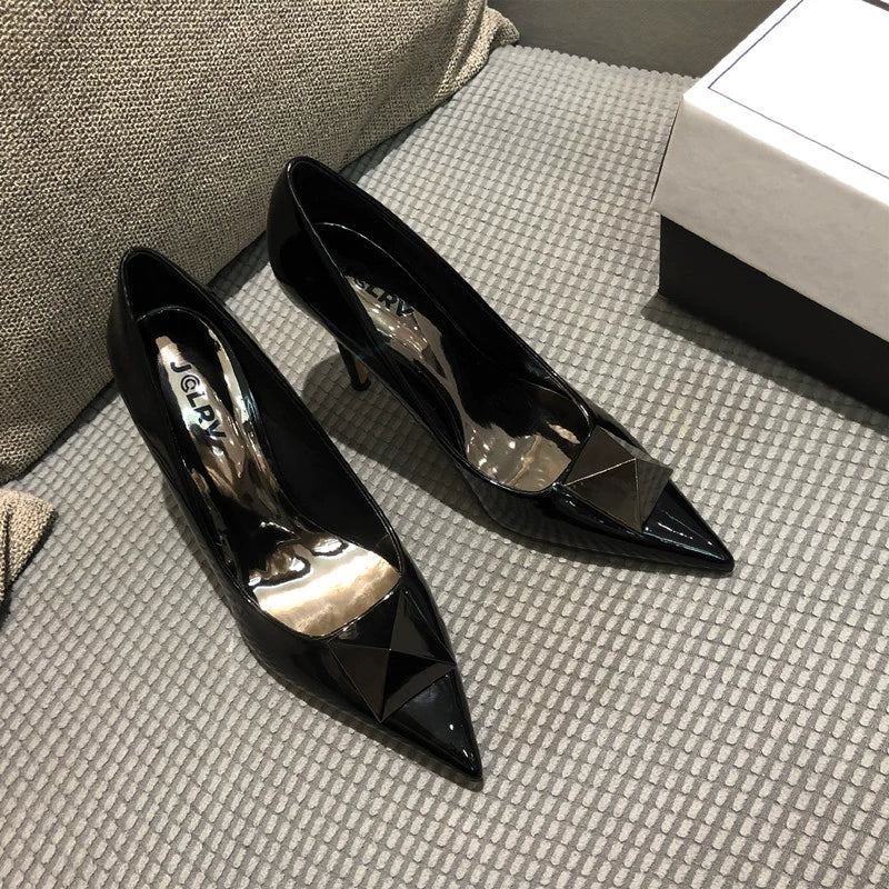 Spring Fashion Stiletto Low-Cut Patent Leather Shoes