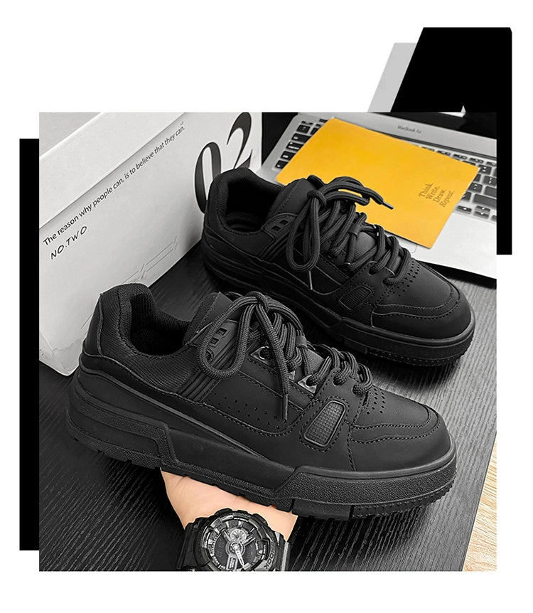Thick Sole Pure Black Japanese Leisure Niche Style Original Men's Shoes
