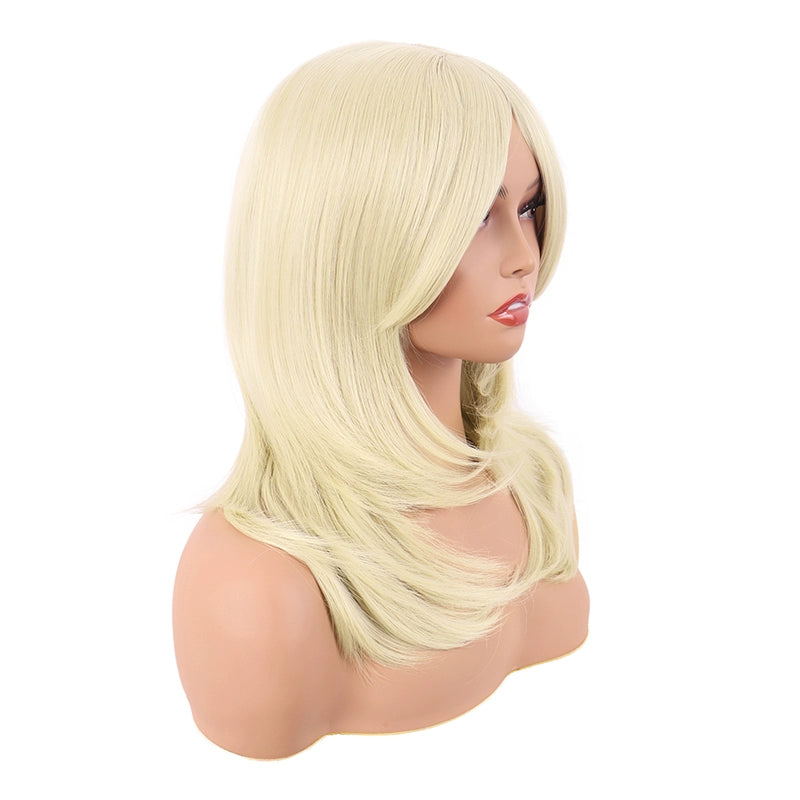 Tongman Cos Wig Female Long Hair Anime High-Temperature Fiber Pure Black Dark Brown Light Gold Milk Golden Medium Long Hair Full-Head Wig