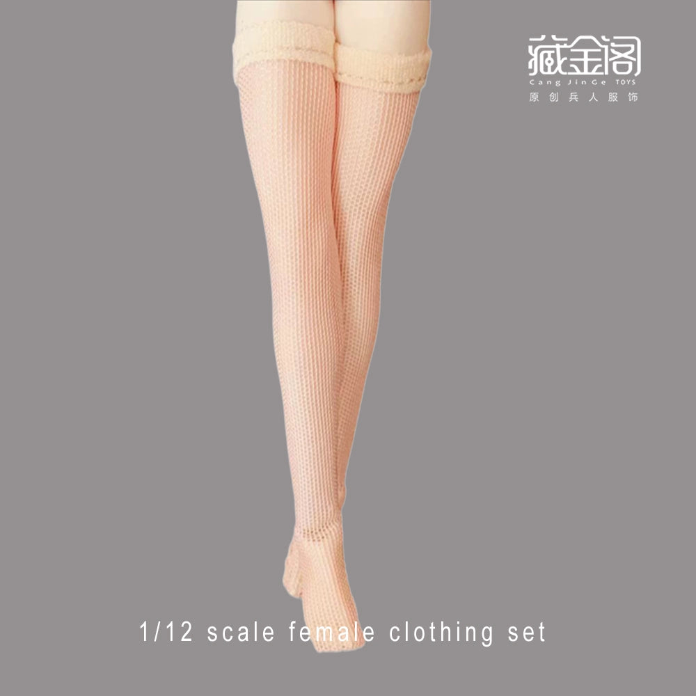 New Arrival 1/12ph TBL Female Soldier Doll Accessories Black and White Flesh Color High Socks Pantyhose Non-Dyed In Stock