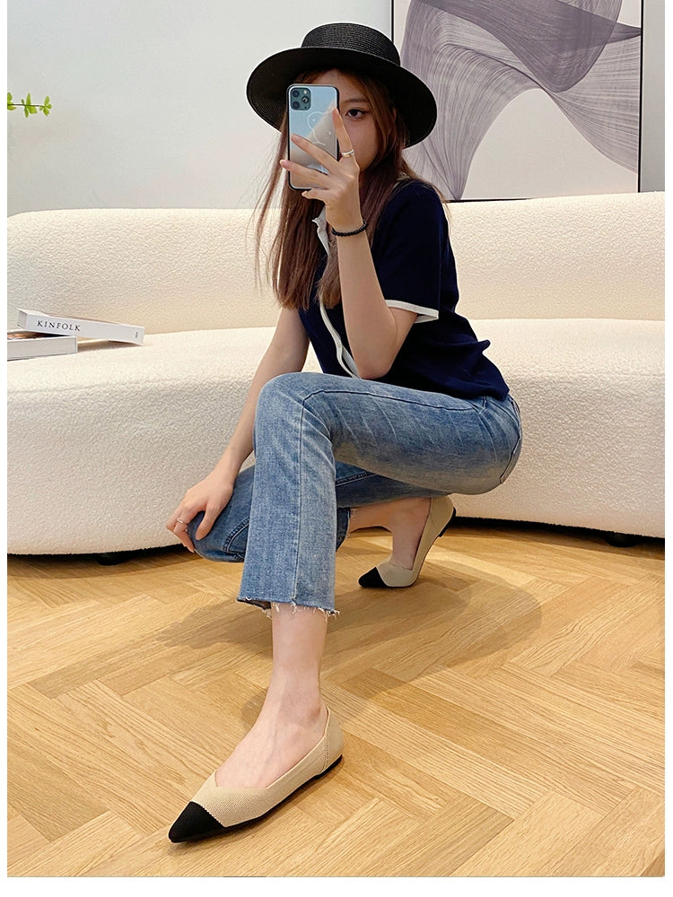 Princess Breathable Woven Pointed Plaid Old Beijing Cloth Shoes