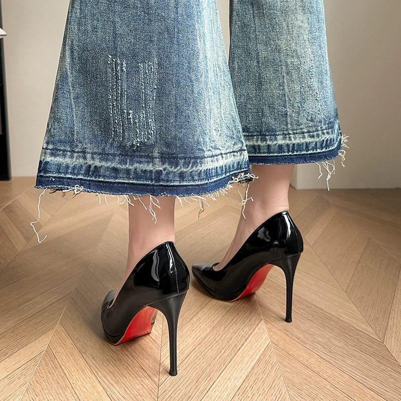 Model Style Nude High Heels Women's Stiletto Heel Not Tired Feet Waterproof Platform Elegant Socialite Pointed Toe Flats Plus Size Women's Shoes 41