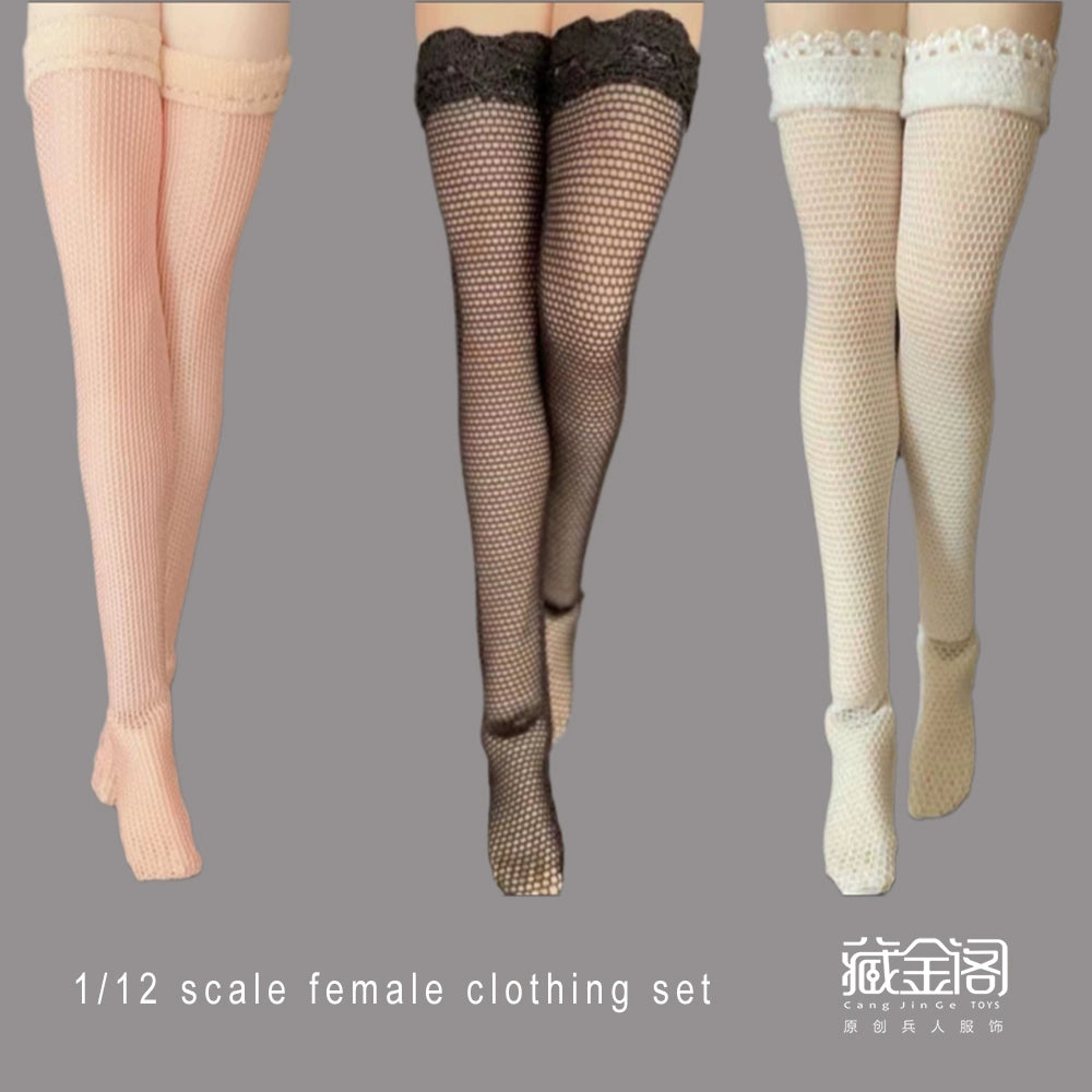 New Arrival 1/12ph TBL Female Soldier Doll Accessories Black and White Flesh Color High Socks Pantyhose Non-Dyed In Stock