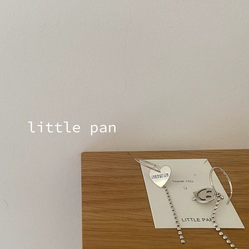 Sterling Silver Retro Ins Style Smiley Face Ear Ring