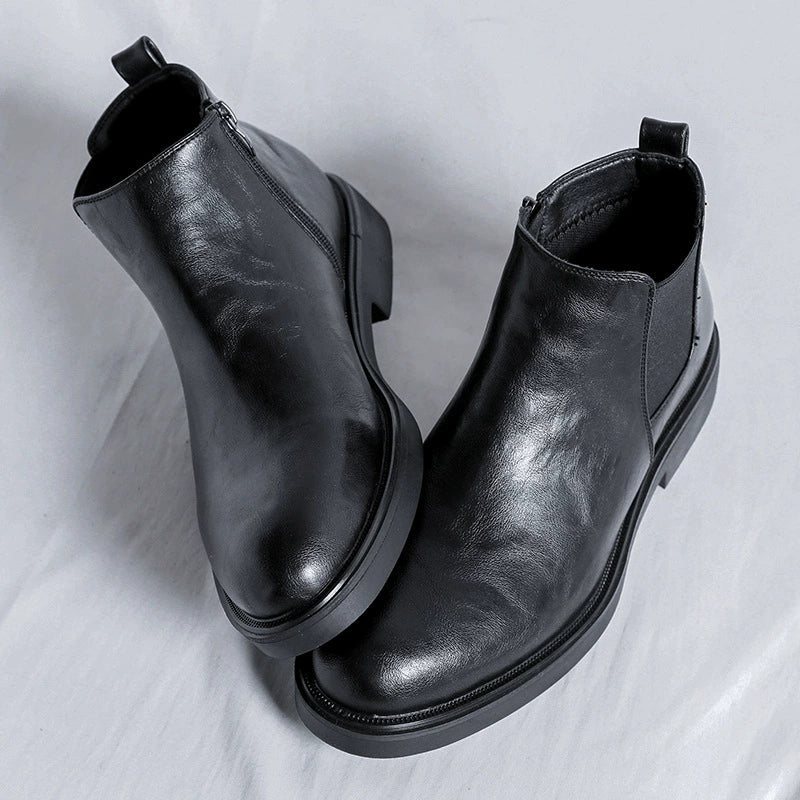 Winter Men Leather Chelsea Boots Slip-on Dress Formal Shoes