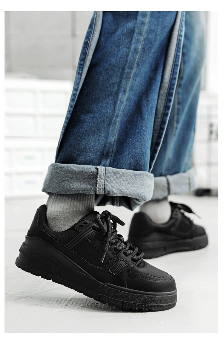 Thick Sole Pure Black Japanese Leisure Niche Style Original Men's Shoes