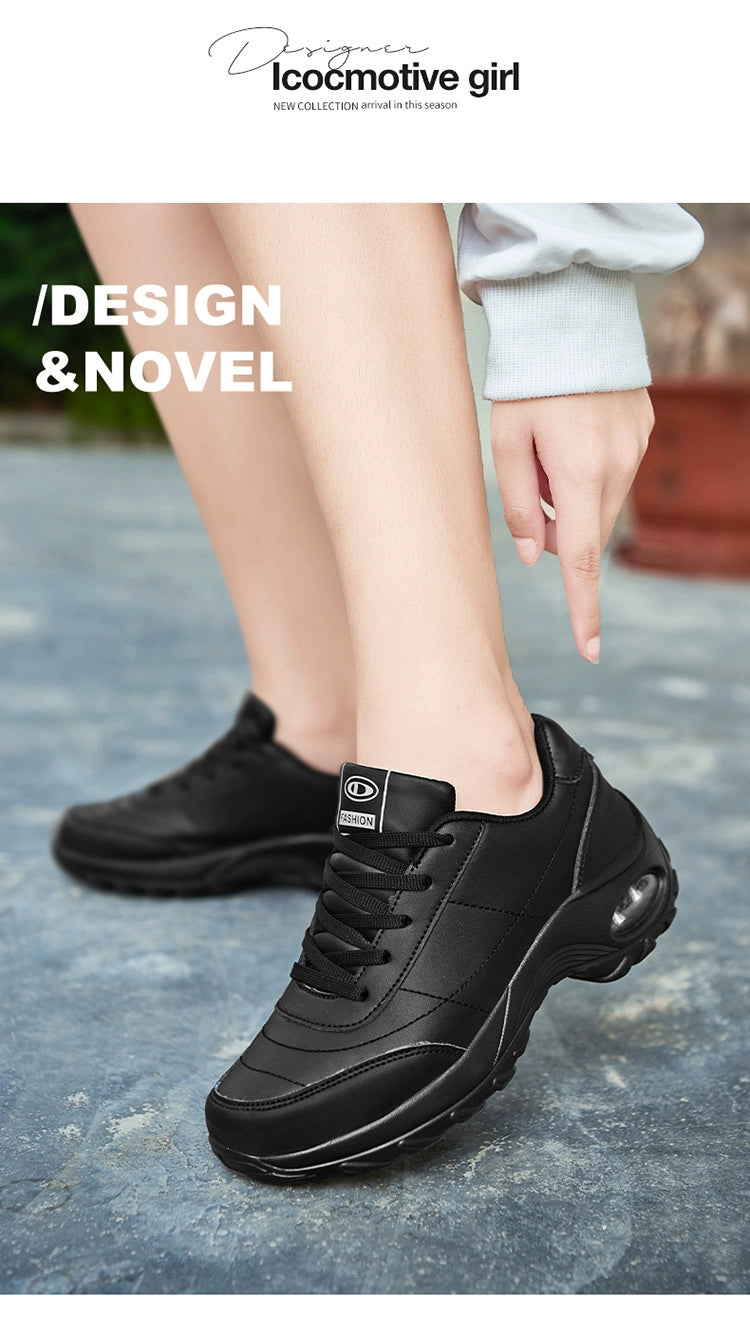 Spring New Arrival Brand Back Shoes Leather Waterproof Sneaker Team Dancing Shoes Women's Travel Shoes Air Cushion Soft Sole Shoes